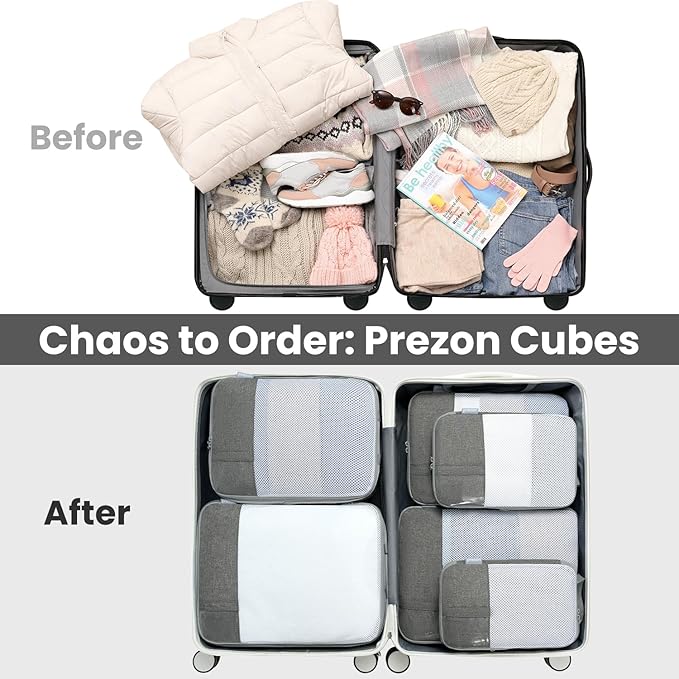 Compression Packing Cubes for Travel, Lightweight Vacation Travel Essentials, Travel Accessories for Suitcase Organizer Bags Set, Durable Luggage Organizer