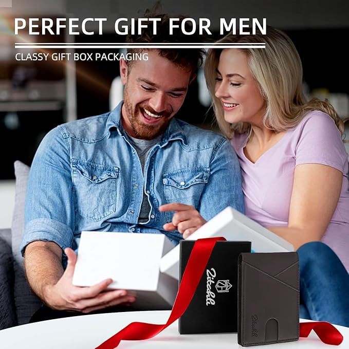 Zitahli Bifold Wallets for Men - Slim RFID Leather Credit Card Holder for 6-11 Cards, Minimalist Thin Wallet with ID Window & Cash Slot,Front Pockt Carteras Para Hombres, Birthday Gifts for Men | Slim, RFID Blocking, Premium, Front Pocket, Gift Box, Le...