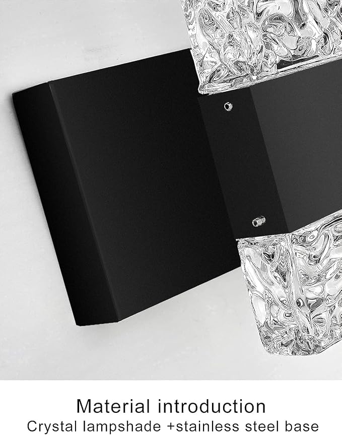 Black Bathroom Light Fixtures Crystal Bathroom Vanity Light 3 Light Over Mirror Modern LED Wall Light for Bathroom,6000K Cool Light,30 Watts