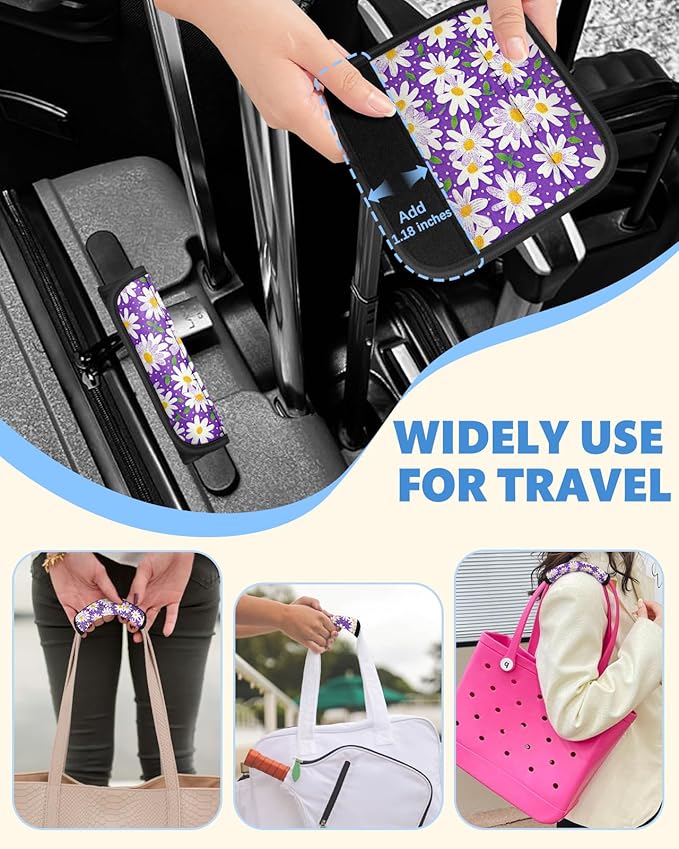 Slohif Luggage Handle Wrap 5Pcs Suitcase Identifier - Bag Strap Cover For Bogg Travel Accessories Easy Identification Bright Marker Sleeve Grips Comfort Neoprene Concealed Tag For Airport Daisy