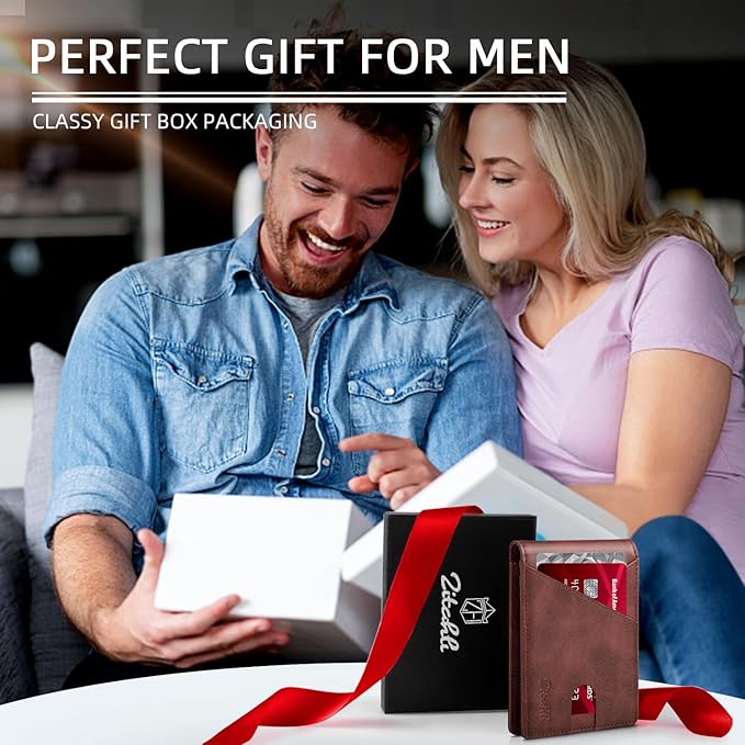 Zitahli Bifold Wallets for Men - Slim RFID Leather Credit Card Holder for 6-11 Cards, Minimalist Thin Wallet with ID Window & Cash Slot,Front Pockt Carteras Para Hombres, Birthday Gifts for Men | Slim, RFID Blocking, Premium, Front Pocket, Gift Box, Le...