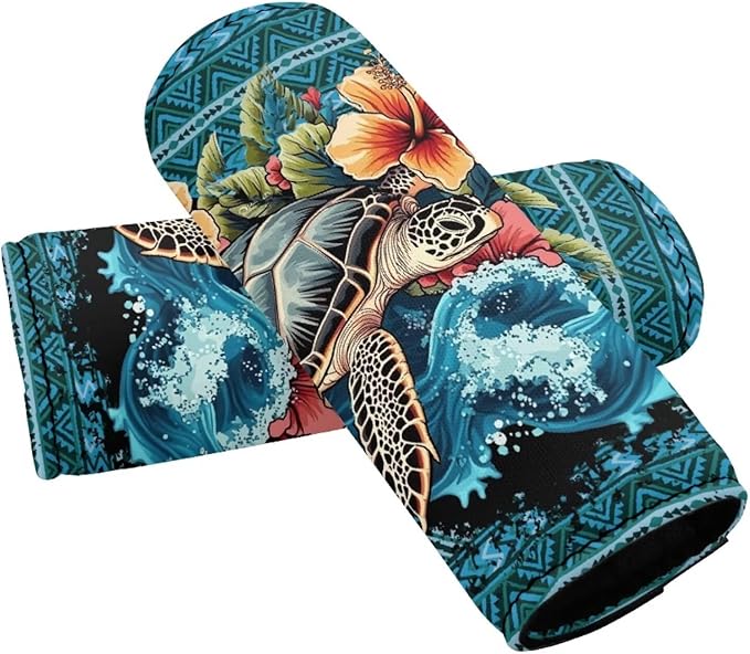 BIGCARJOB Blue Sea Turtle Luggage Handle Wrap for Suitcase,2 Pcs Personalized Door Handle Protector Covers Luggage Handle Wraps Protection Cover for Women