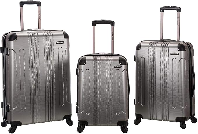 Rockland London Hardside Spinner Wheel Luggage, Silver, 3-Piece Set (20/24/28)
