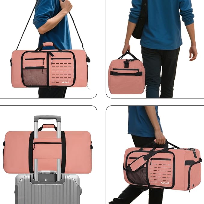 Foldable Travel Duffle Bag for Men Women, Waterproof with Shoe Compartment, 80L 120L Large Collapsible Luggage Bag, Lightweight Packable Duffel for Travel Sports Gym Airline Carry On Checked Bag