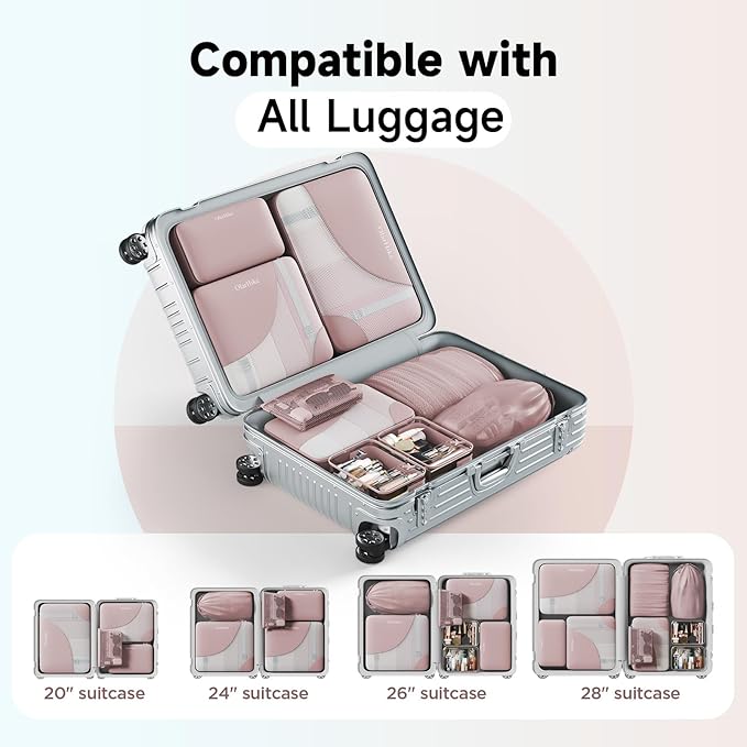 11 Set /9 Set Packing Cubes for Travel,Gifts for Women Mom Kids,TSA Approved Bags for Makeup, Cosmetic, Toiletry,Organizers for Suitcase Carry On,Cruise Essentials Airplane Accessories,Light Coral Red