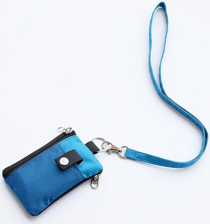 CHENSPRX Minimalist RFID Blocking Small Wallet with ID Window,WaterResistant Zip Id Case Wallet with Lanyard Keychain for Cards,Cash,Travel,Women,Men