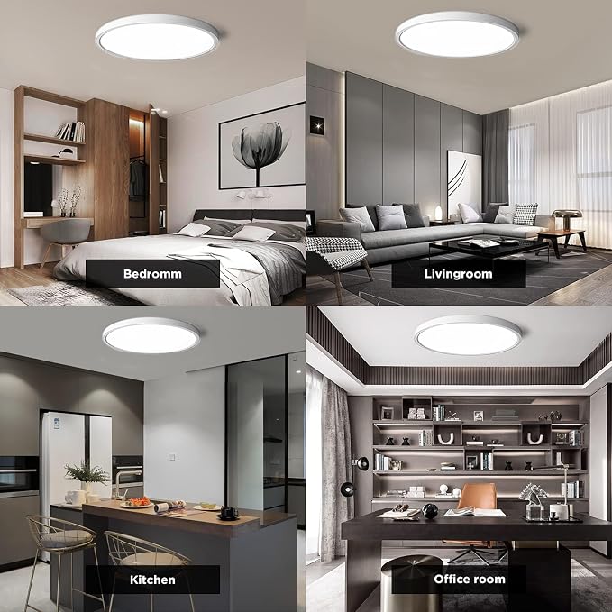 TALOYA Flush Mount Ceiling Light,15.8 Inch,36W,5000K Daylight 4-Pack White | 100–240 VAC Input LED Ceiling Light for Bedroom, Living Room, Porch,Bathroom,Kitchen, Laundry,Hallway and Closet