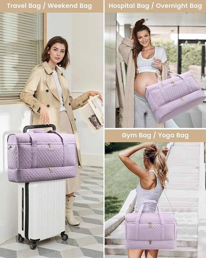 LOVEVOOK Large Travel Duffle Bag, Weekender Bags for Women With Shoe Compartment, Overnight Hospital Bag For Women Labor Delivery, Carry on Bag Personal Item Travel Bag, Yoga Gym Duffel Bag