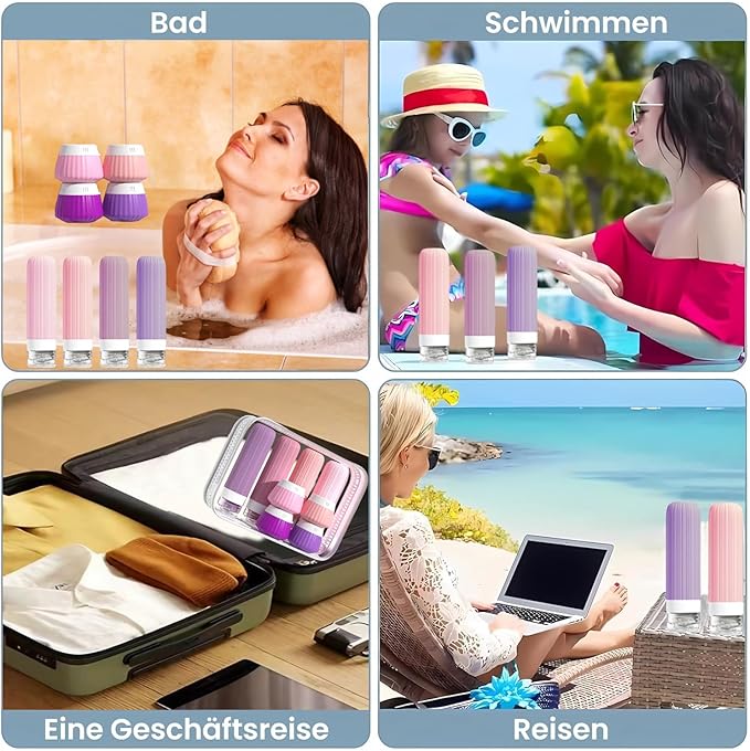 18 Pack Travel Bottles Set, TSA Approved Leak Proof Silicone Squeezable Containers for Toiletries, Refillable Travel Accessories for Conditioner, Shampoo, Lotion & Body Wash Accessories