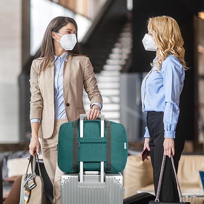 For Spirit Airlines Personal Item Bag 18x14x8 Foldable Travel Duffel Bag Tote Duffle Carry on Luggage for Women and Men 30L (Teal)