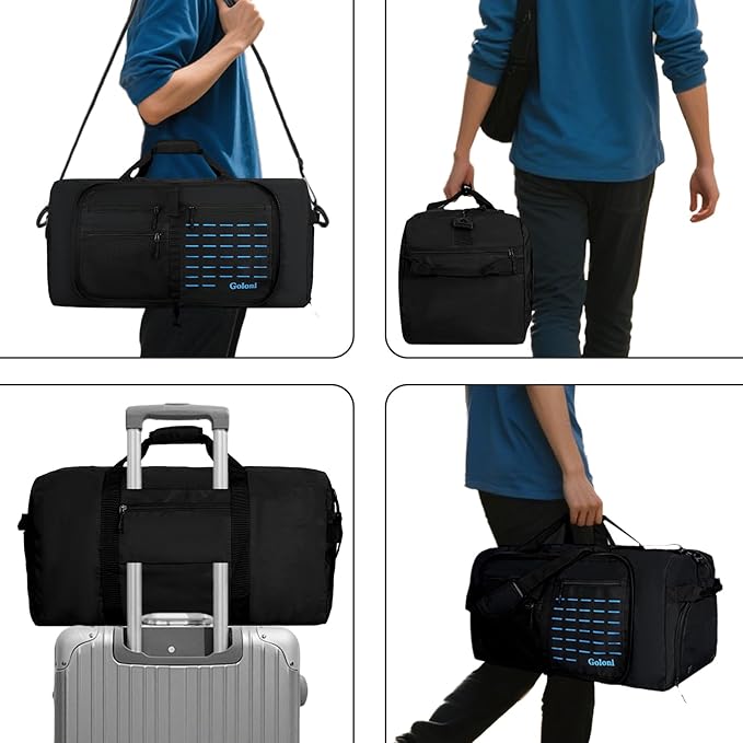 Foldable Travel Duffle Bag for Men Women, Waterproof with Shoe Compartment, 80L 120L Large Collapsible Luggage Bag, Lightweight Packable Duffel for Travel Sports Gym Airline Carry On Checked Bag