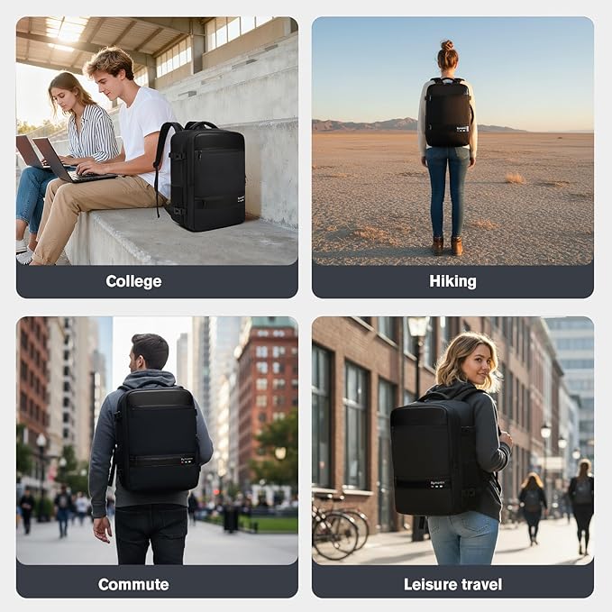 Practical Laptop Backpack, Next-Gen Bag for School Work Leisure & Travel, Luggage-Style Fashional Pack (All Black, XL (8x12.8x18.5))