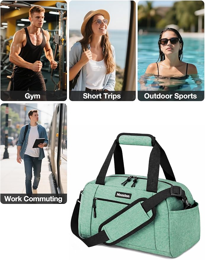 Noozion 14 inch Small Gym Bag for Women & Men, Lightweight Carry On Mini Duffle Bag with Multiple Pockets, Sports Bag for Travel and Workout.