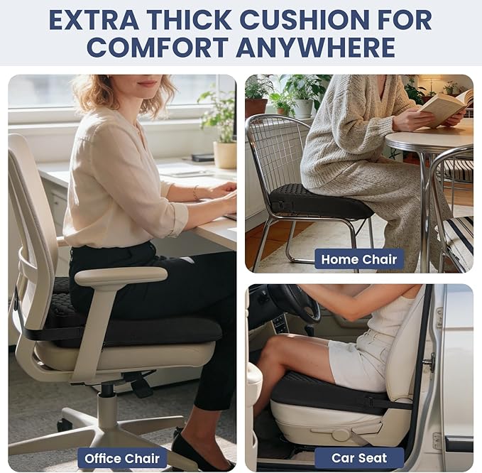 Wheelchair Seat Cushion with Honeycomb Message Dots & High Resilient Foam (18"x16"x3") - for Sciatica, Tailbone, Coccyx Pain & Pressure Sore Relief - Ergonomic Chair Cushion for Office, Car