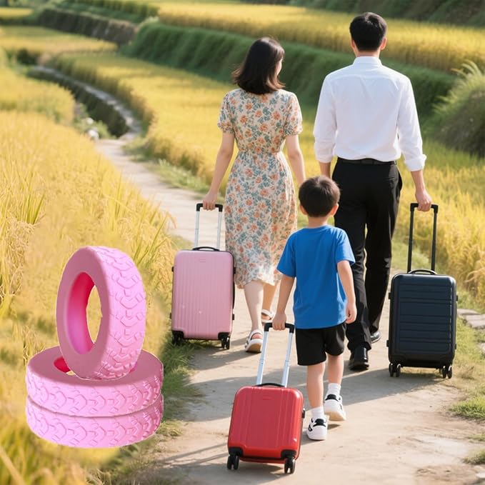 16-Pack Luggage Wheel Covers, Luggage Wheel Protector Covers for 2-2.4 inches Wheels Suitcases,Anti-Scratch & Noise Reduction Design, Silicone MaterialDurable Travel Case Accessories(16,Pink).