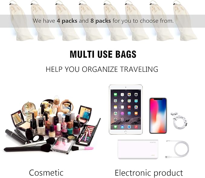 PlasMaller Shoe Storage Bags 100% Cotton with Drawstring for Men and Women for Travel Protecting and Storing Shoes
