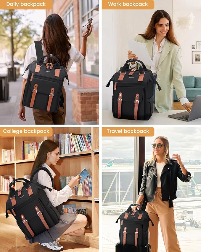 LOVEVOOK Laptop Backpack for Women Work Travel Computer Backpacks Purse, Doctor Nurse Bag Teacher Business Laptop Bag, Fashion College Backpack Casual Daypack, 17 inch-Upgrade