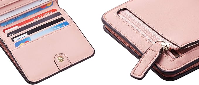 Toughergun Women’s Small Slim Leather Wallet with RFID Protection, Compact Bifold Mini Purse with Clear ID Window