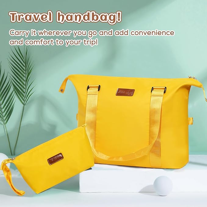 Luggage Set 3 Piece Luggage Set ABS hardshell Spinner Wheels Luggage Carry on Suitcase with Weekender bag & Toiletry bag(Yellow)