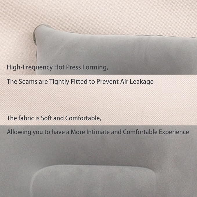 Alovexiong 2 Pack Gray Ultralight Inflatable Pillow Small Squared Flocked Fabric Air Pillow for Hiking, Camping, Traveling, Napping, Desk Rest, Neck & Lumbar Support