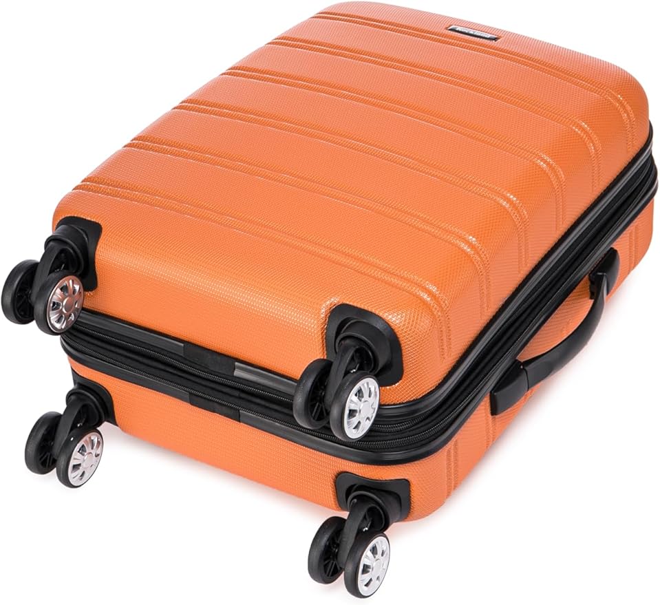 Rockland Melbourne Hardside Expandable Spinner Wheel Luggage Set, Orange, Carry-On 20-Inch and Tote 14-Inch