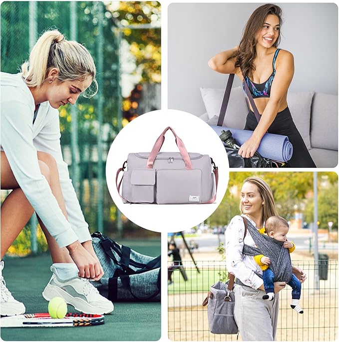 FIORETTO Women's Gym Duffle Bag with Shoes Compartment, 30L Capacity, Ideal for Travel, Gym, Sports, Duffel, Weekender