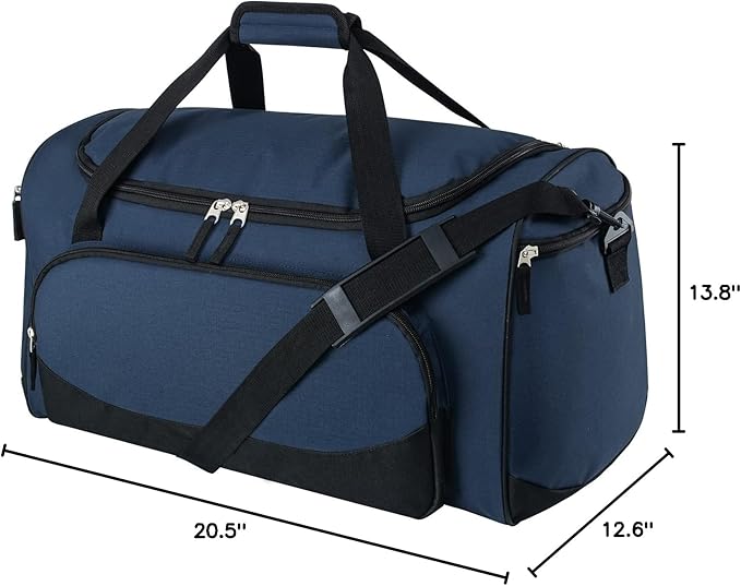 Gym Duffle Bag for Men - 55L Navy Blue Large Duffel Bags for Sports, Workout, Traveling, Durable Heavy Duty Duffel Gear Bag