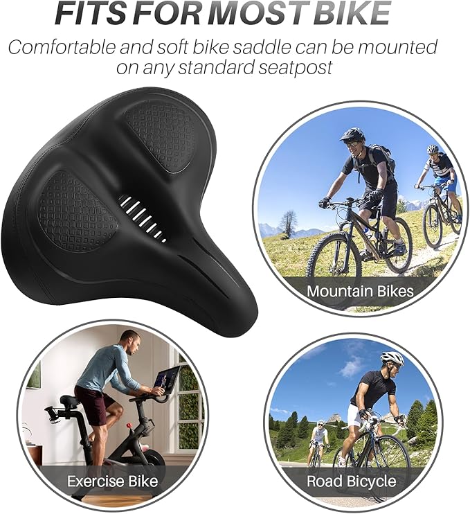 Oversized Bike Seat for Peloton Bike & Bike+, Comfort Seat Cushion Compatible with Peloton, Road or Exercise Bikes, Bicycle Wide Saddle Replacement for Men & Women, Accessories for Peloton
