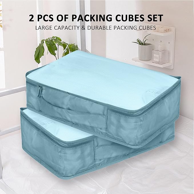 Packing Cubes Set, 2 Pcs Packing Organizers Set for Suitcases (Grey blue)
