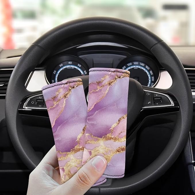 BIGCARJOB Pink Marble Texture Luggage Handle Wraps Set Trolley Case Grip for Women Door Protection Cover Suitcase Handle Cover Gifts Suitcase Handle Wraps Travel Bags Set of 2