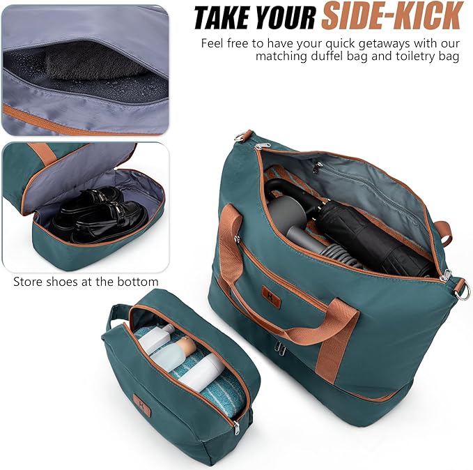 KUNEL Expandable 5 Piece Luggage Sets with Detachable Spinner Wheels and TSA Lock, Unisex Hardside ABS Suitcase Set, Hardshell Lightweight Waterproof Travel Hard Case Suitcases with Wheels, DarkGreen