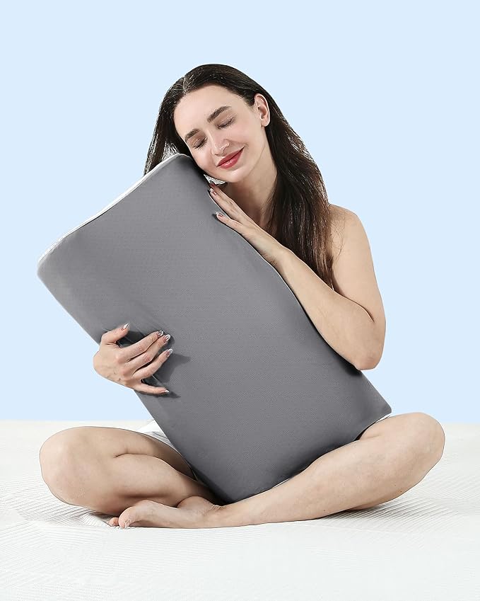Elviros Memory Foam Pillows for Neck Pain Relief, Adjustable Height Ergonomic Orthopedic Pillow for Sleeping, Cervical Neck Pillow for Side and Back Sleepers, Queen Size, 23.6"×14"×5.3"