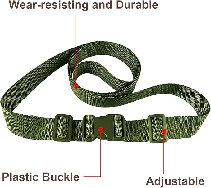 MAGARROW 1.5" Utility Straps with Buckle Adjustable, 4-Pack (Army Green, 9.5 feet Long)