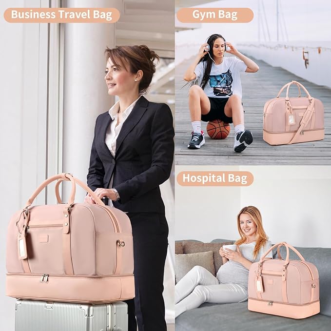 Wogarl Weekender Bags for Women Large Overnight Bag Weekend Travel Duffel Bag Carry on Shoulder with Shoe Compartment Toiletry Bag for Travel Business Gym