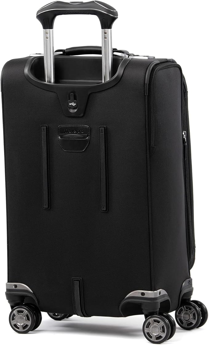 Travelpro Platinum Elite Softside Expandable Carry on Luggage, 8 Wheel Spinner Suitcase, USB Port, Suiter, Men and Women, Shadow Black, Carry On 21-Inch