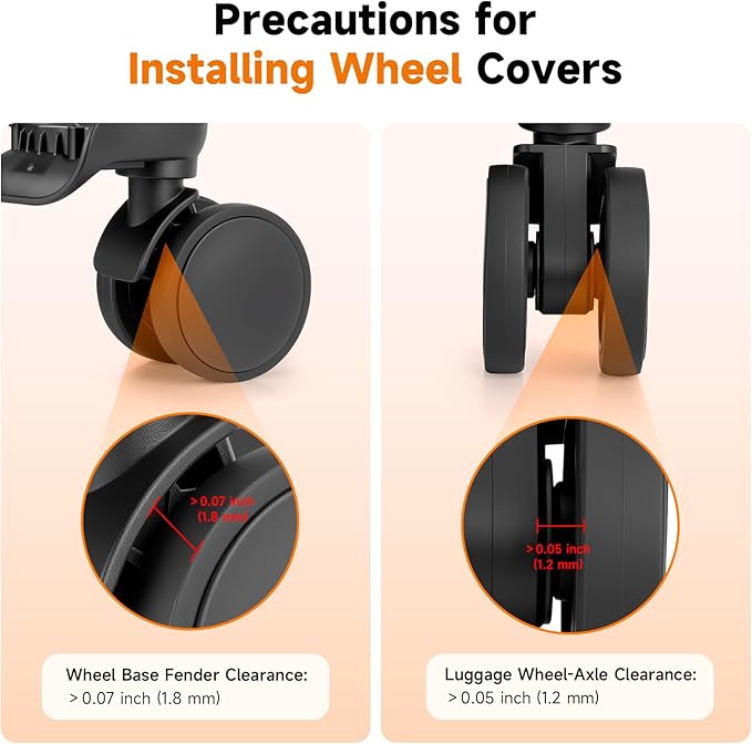 2026 Upgraded 8 Pcs Luggage Wheel Covers, Silicone Protective Covers for 2-2.4" Suitcases Spinner Wheel, Wear-Resistant, Anti-Noise, Thickened Protector, Travel Accessories (Orange)