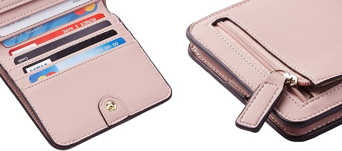 Toughergun Women’s Small Slim Leather Wallet with RFID Protection, Compact Bifold Mini Purse with Clear ID Window