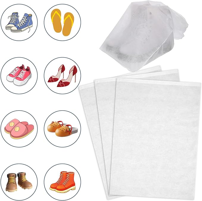 100 15.7" x 23.6" Pcs White Dust Bags for Shoes, Handbags, and Travel Storage, Non-Woven Fabric Shoe Bags, Portable Storage Organizer for Closet, Boots, and Accessories