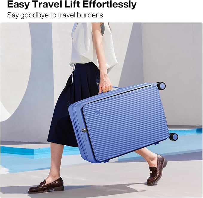 mixi 24 Inch Large Expandable Checked Luggage PC Hard Shell Suitcase Top Opening Rolling Travel Suitcases with Spinner Wheels & TSA Lock, Dreamy Purple