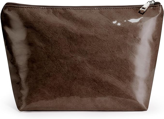 WLLWOO PVC Waterproof Makeup Bag Kraft Paper Cosmetic Bag Travel Toiletry Zipper Pouch Organizer for Women Purse