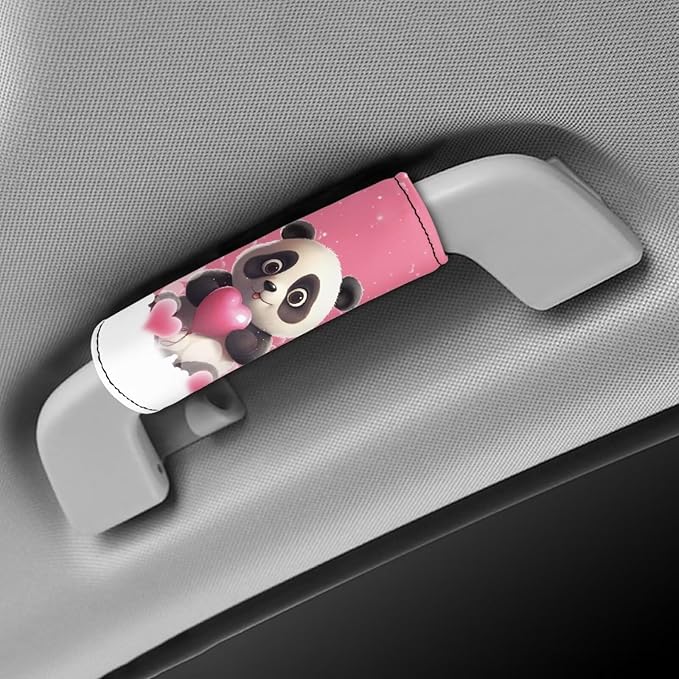 BIGCARJOB Love Panda Luggage Handle Wraps Set of 2 Pcs Cute Identifier Travel Bag Wraps Valentine's Day Gifts por Women Girls Suitcase Handle Sleeve Cover Pink Door Handle Protector