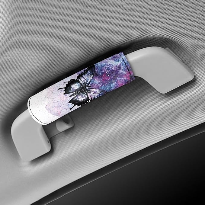 BIGCARJOB Purple Butterfly Luggage Handle Wrap Set for Women Girls Luggage Accessories Set 2 Pieces Butterfly Print Suitcase Handle Sleeve Cover Identifier Travel Bag Wraps