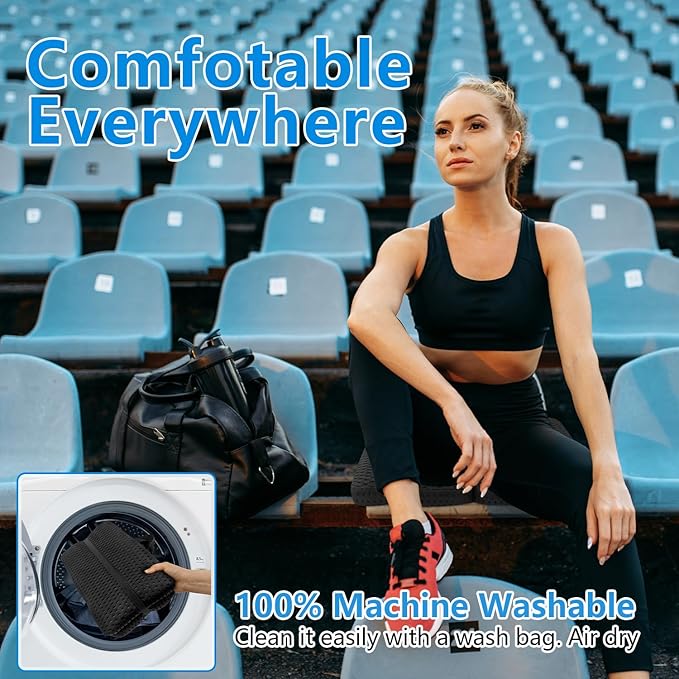 Portable Seat Cushion, Breathable 3D Fabric Foldable Seat Cushion for Stadium Bleachers/Airplane Travel; Soft, Thick & Ligheweight; Versatile Cushions for Bleachers, Flights, Camping, Office(Black,S)