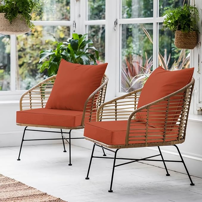 Favoyard Outdoor Seat Cushion Set 19 x 19 Inch Waterproof & Fade Resistant Patio Furniture Cushions with Removable Cover Deep Seat & Back Cushion with Tie Straps for Chair Sofa Couch