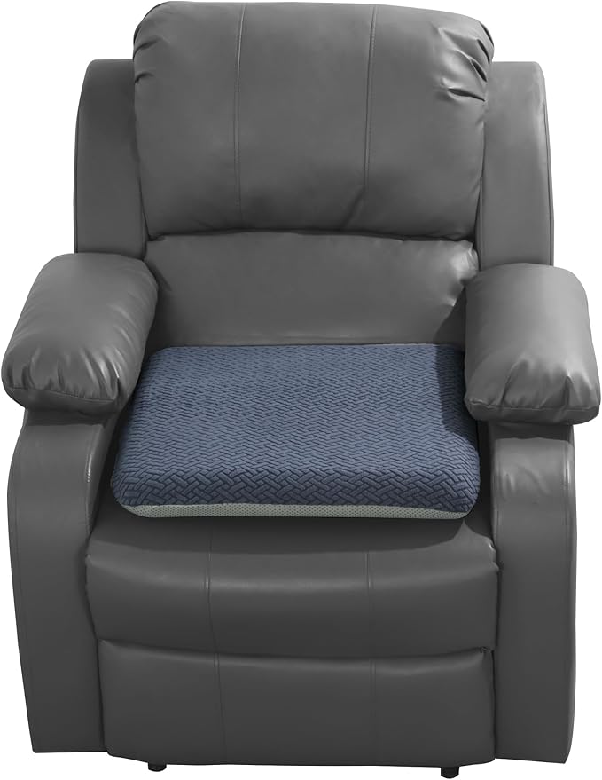 HOMBYS Tufted Furry Recliner Seat Cushion for Elderly Foam Curved Edge Large Square Seat Cushion for Recliner Chair, Floor Pillow, Office Chair, Car, No Pressure on Thighs(Grey, 20 * 18 * 3in)