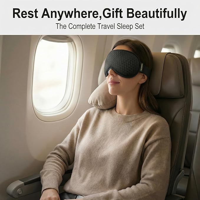 Blackout Weighted Eye Mask for Sleeping: 3D Contoured Gentle-Pressure Sleep Mask for Men & Women - Airplane Travel & Night Shift Essentials, Zero Eye Pressure, Breathable Blindfold, Black