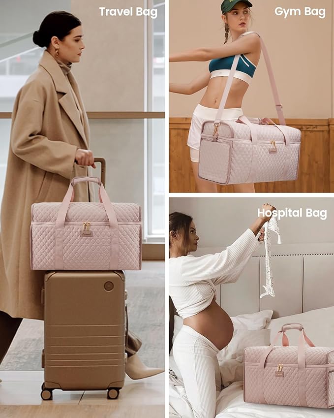 LOVEVOOK Travel Duffle Bag - Weekender & Overnight Bag with Toiletry & Wet Pocket, Carry-On Size, 3pc Set