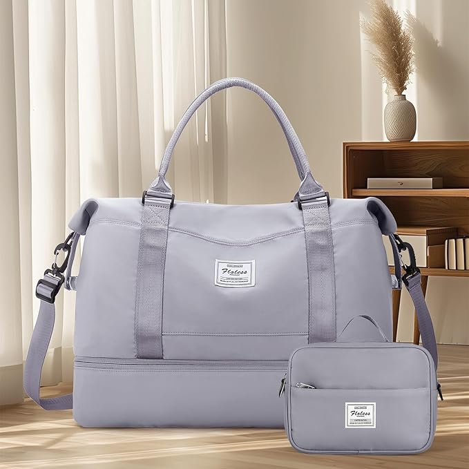 Travel Duffel Bag with Shoes Compartment, Carry on Overnight Weekender Bags for Women, For Spirit Airlines 18x14x8 Personal Item Bag