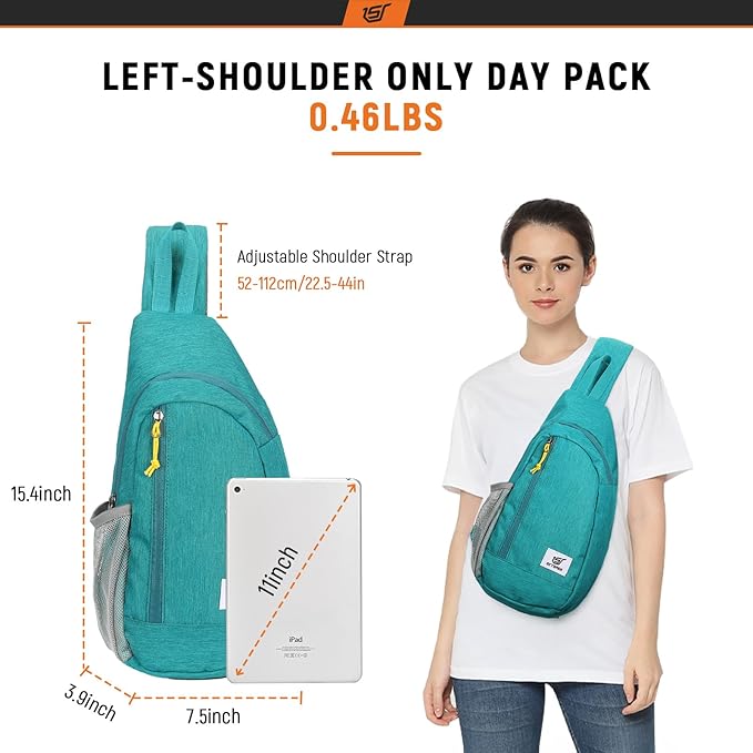 SKYSPER Sling Bag RFID Crossbody Sling Backpack Cross Body Shoulder Travel Bag Hiking Daypack for Women Men(Cyan)