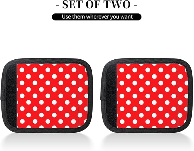 Red White Polka Dot Handle Wrap 2 Pieces, Soft Handle Grip for Women Men Business Luggage Outdoor Bag Markers Décor